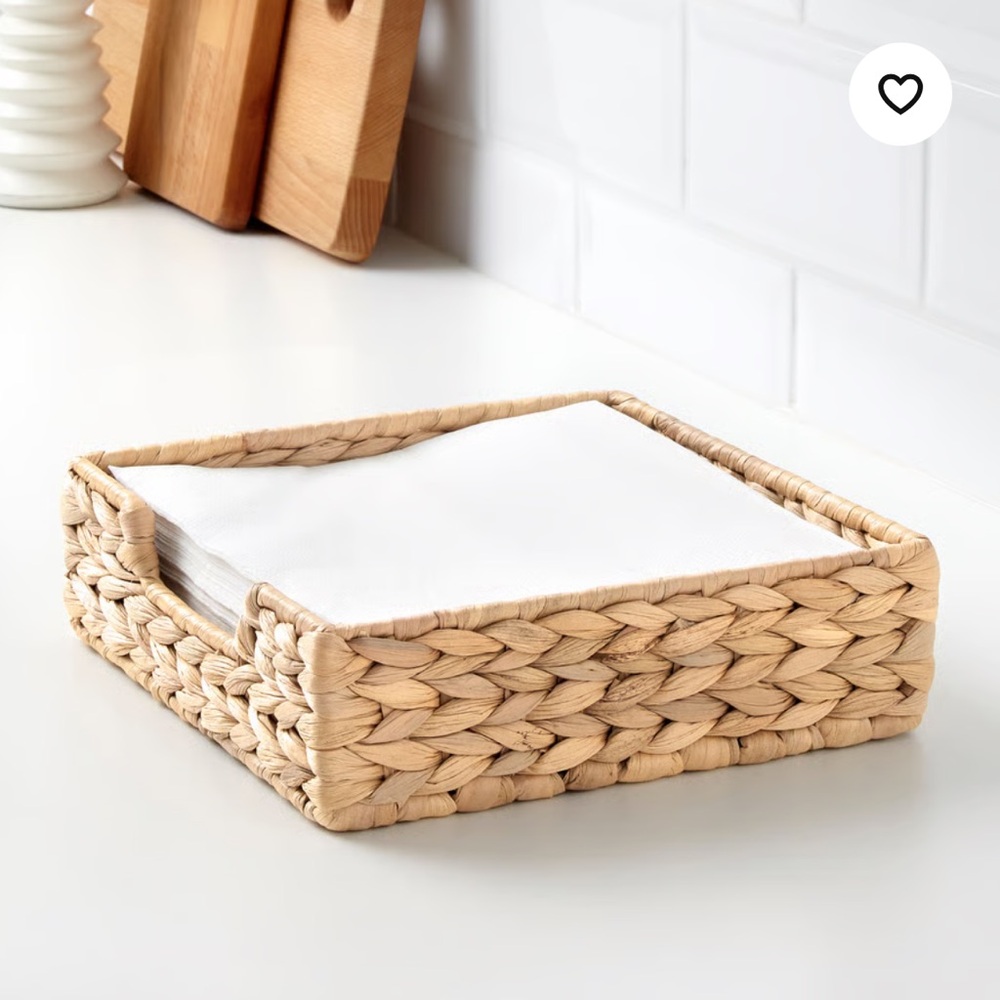 IKEA - Napkin Holder Woven Natural 9x9 Rattan Bohemian Home Decor Kitchen Table